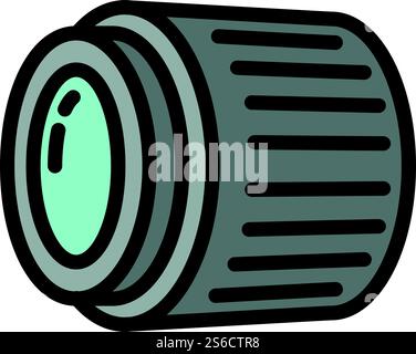 Camera lens icon. Outline camera lens vector icon for web design isolated on white background. Camera lens icon, outline style Stock Vector