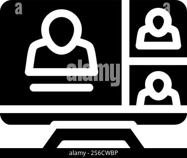 online conference, remote work glyph icon vector. online conference, remote work sign. isolated contour symbol black illustration. online conference, remote work glyph icon vector illustration Stock Vector