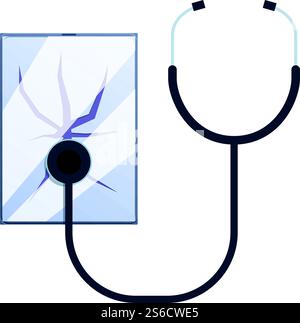 Broken screen tablet repair icon. Cartoon of broken screen tablet repair vector icon for web design isolated on white background. Broken screen tablet repair icon, cartoon style Stock Vector