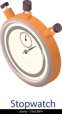 American football stopwatch icon. Isometric of american football stopwatch vector icon for web design isolated on white background. American football stopwatch icon, isometric style Stock Vector