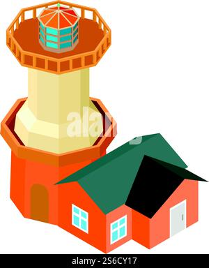 Large lighthouse icon. Isometric illustration of large lighthouse vector icon for web. Large lighthouse icon, isometric style Stock Vector