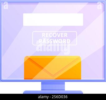 Computer password recovery icon. Cartoon of computer password recovery vector icon for web design isolated on white background. Computer password recovery icon, cartoon style Stock Vector