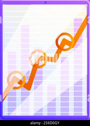 Tablet monetization graph icon. Cartoon of tablet monetization graph vector icon for web design isolated on white background. Tablet monetization graph icon, cartoon style Stock Vector