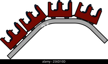 Small Roller Coaster Icon. Editable Outline With Color Fill Design. Vector Illustration. Stock Vector