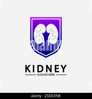 Kidney Shield Logo Template Design Vector, Emblem, Design Concept, Creative Symbol, Icon. Stock Vector