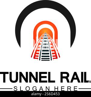 Rail with tunnel logo icon vector design template Stock Vector