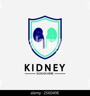 Kidney Shield Logo Template Design Vector, Emblem, Design Concept, Creative Symbol, Icon. Stock Vector