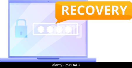 Notebook password recovery icon. Cartoon of notebook password recovery vector icon for web design isolated on white background. Notebook password recovery icon, cartoon style Stock Vector
