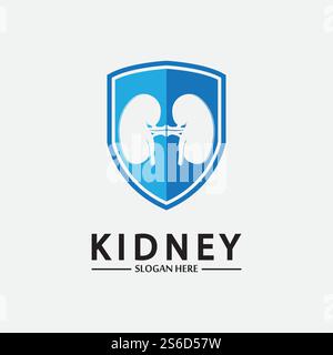 Kidney Shield Logo Template Design Vector, Emblem, Design Concept, Creative Symbol, Icon. Stock Vector