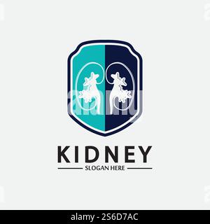 Kidney Shield Logo Template Design Vector, Emblem, Design Concept, Creative Symbol, Icon. Stock Vector