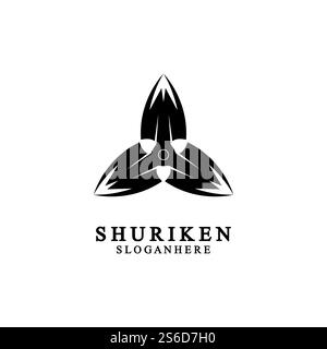 ninja shuriken black solid icon modern design, isolated on white background. flat style for graphic design template. suitable for logo, web, UI, mobile app. vector illustration Stock Vector
