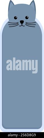Bookmark with a gray cat icon. Cartoon of bookmark with a gray cat vector icon for web design isolated on white background. Bookmark with a gray cat icon, cartoon style Stock Vector