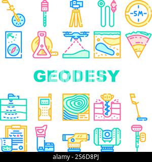 Geodesy Equipment Collection Icons Set Vector Illustration Stock Vector ...