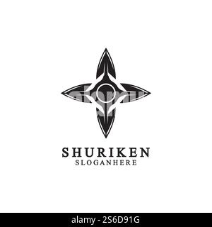ninja shuriken black solid icon modern design, isolated on white background. flat style for graphic design template. suitable for logo, web, UI, mobile app. vector illustration Stock Vector