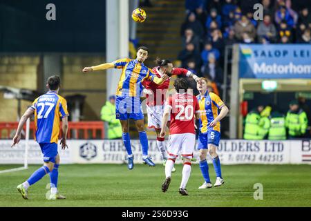 #2, Luca Hoole of Shrewsbury Town in attacking action racing forward ...