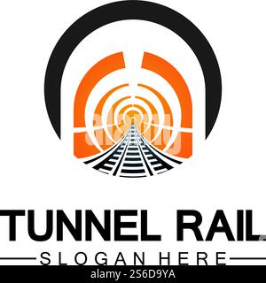 Rail with tunnel logo icon vector design template Stock Vector