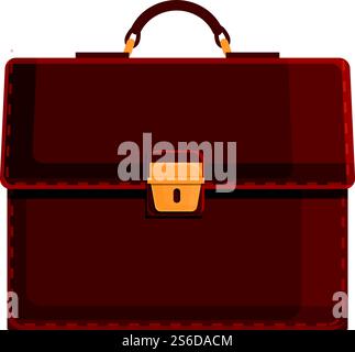 Leather briefcase icon. Cartoon of leather briefcase vector icon for web design isolated on white background. Leather briefcase icon, cartoon style Stock Vector