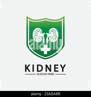 Kidney Shield Logo Template Design Vector, Emblem, Design Concept, Creative Symbol, Icon. Stock Vector