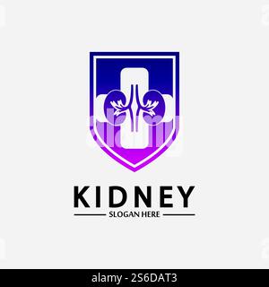 Kidney Shield Logo Template Design Vector, Emblem, Design Concept, Creative Symbol, Icon. Stock Vector