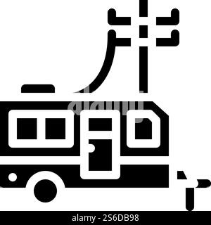 electricity connection mobile home glyph icon vector. electricity connection mobile home sign. isolated contour symbol black illustration. electricity connection mobile home glyph icon vector illustration Stock Vector