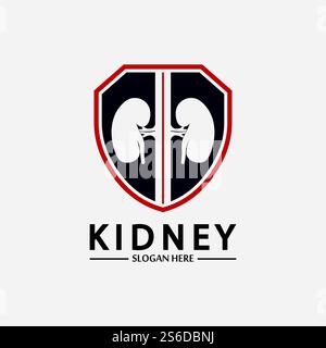 Kidney Shield Logo Template Design Vector, Emblem, Design Concept, Creative Symbol, Icon. Stock Vector