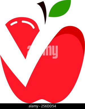 Apple with V letter initial illustration logo vector design Stock Vector