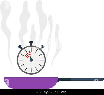 Pan With Stopwatch Icon. Flat Color Design. Vector Illustration. Stock Vector