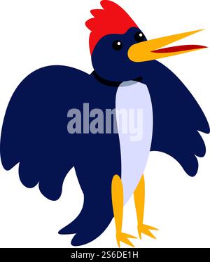 Scary woodpecker icon. Cartoon of scary woodpecker vector icon for web design isolated on white background. Scary woodpecker icon, cartoon style Stock Vector