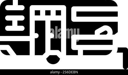 trailer mobile home construction glyph icon vector. trailer mobile home construction sign. isolated contour symbol black illustration. trailer mobile home construction glyph icon vector illustration Stock Vector