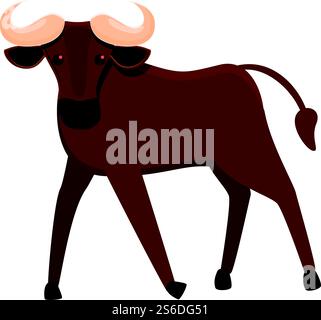 Wildebeest icon. Cartoon of wildebeest vector icon for web design isolated on white background. Wildebeest icon, cartoon style Stock Vector