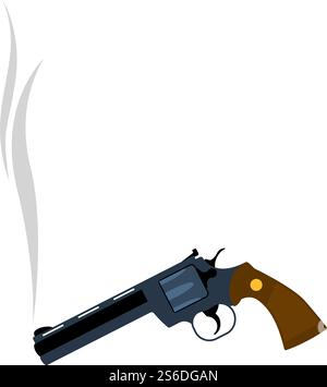 Smoking Revolver Icon. Flat Color Design. Vector Illustration. Stock Vector
