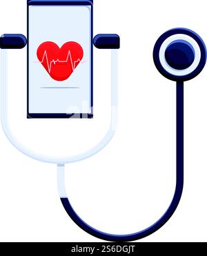Telemedicine stethoscope icon. Cartoon of telemedicine stethoscope vector icon for web design isolated on white background. Telemedicine stethoscope icon, cartoon style Stock Vector