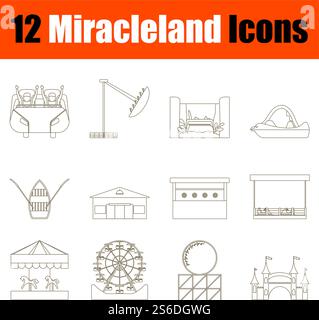 Miracleland Icon Set. Thin Editable Stroke Line Without Filling Design. Vector Illustration. Stock Vector