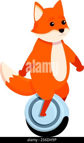 Fox gyroscooter icon. Cartoon of fox gyroscooter vector icon for web design isolated on white background. Fox gyroscooter icon, cartoon style Stock Vector