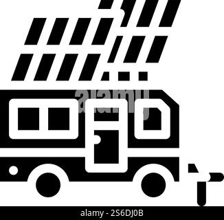 solar energy of mobile home glyph icon vector. solar energy of mobile home sign. isolated contour symbol black illustration. solar energy of mobile home glyph icon vector illustration Stock Vector