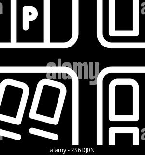 mobile home parking glyph icon vector. mobile home parking sign. isolated contour symbol black illustration. mobile home parking glyph icon vector illustration Stock Vector