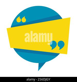 Blank banner with inverted commas and copy space for citation. Quotation or remarks memo, isolated empty box for chat or conversation. Textbox or definition, comment with marks vector in flat. Empty banner with quotation marks for citation vector Stock Vector