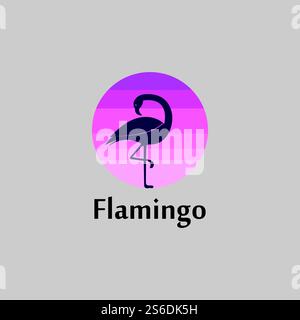 flamingo silhouette scene at sunset logo design vector Stock Vector