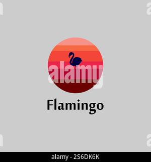 flamingo silhouette scene at sunset logo design vector Stock Vector