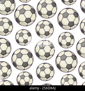 Game with inflatable ball seamless pattern. Football entertainment and relaxation for kids and adults. Soccer background, competitive play with traditional rules. Competition sports, vector in flat. Football seamless pattern, inflatable ball for playing games Stock Vector