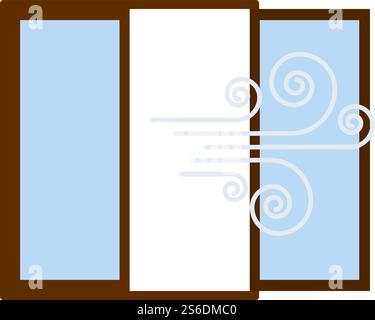 Room Ventilation Icon. Flat Color Design. Vector Illustration. Stock Vector