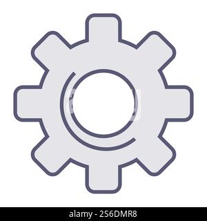 Cogwheel or gear mechanism, isolated icon of wheel. Process or progress sign, loading or processing symbol. Round shape of engineering detail. Cooperation simple line art, vector in flat style. Gear mechanism, processing or loading icon, progress vector Stock Vector