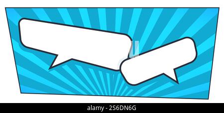 Communication and conversation in pop art manner. Comic books empty speech bubbles, dialog or messaging online. Blank banners with question and answer. Expression of thoughts. Vector in flat style. Speech bubble, communication and conversation Stock Vector