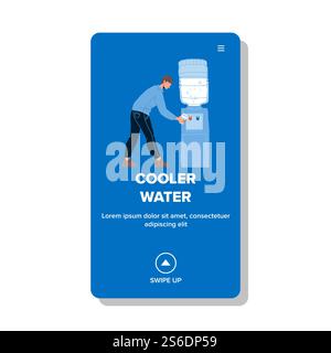 Cooler Water Filling Man In Plastic Cup Vector. Thirsty Worker Businessman Pouring Fresh Liquid From Cooler Office Equipment. Character Refreshment Aqua Beverage Web Flat Cartoon Illustration. Cooler Water Filling Man In Plastic Cup Vector Stock Vector