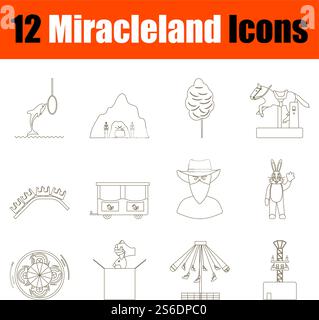 Miracleland Icon Set. Thin Editable Stroke Line Without Filling Design. Vector Illustration. Stock Vector