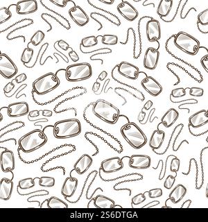 Spectacles with chain, vintage glasses seamless pattern. Old fashioned eyewear for hipsters, gentlemen accessories. Retro item for poor sight. Monochrome sketch outline, vector in flat style. Glasses with chain, old fashioned spectacles seamless pattern Stock Vector