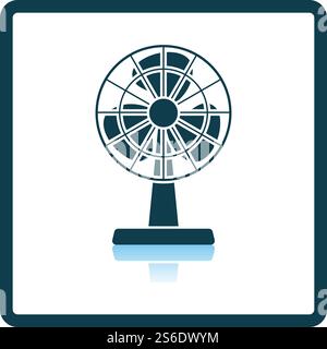 Electric Fan Icon. Square Shadow Reflection Design. Vector Illustration. Stock Vector