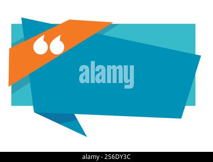 Empty banner with inverted commas and copy space. Isolated icon of blank chatting box for dialog or conversation, giving point of views and thoughts. Ideas or memos form, vector in flat style. Quotation marks in empty banner, blank dialog box Stock Vector