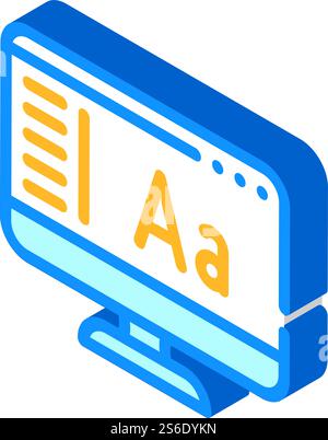 fonts operating system isometric icon vector. fonts operating system sign. isolated symbol illustration. fonts operating system isometric icon vector illustration Stock Vector