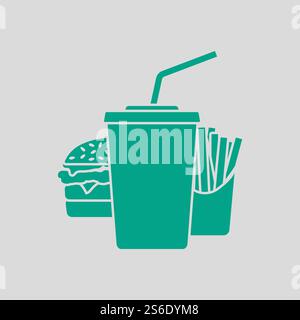 Fast Food Icon. Green on Gray Background. Vector Illustration. Stock Vector